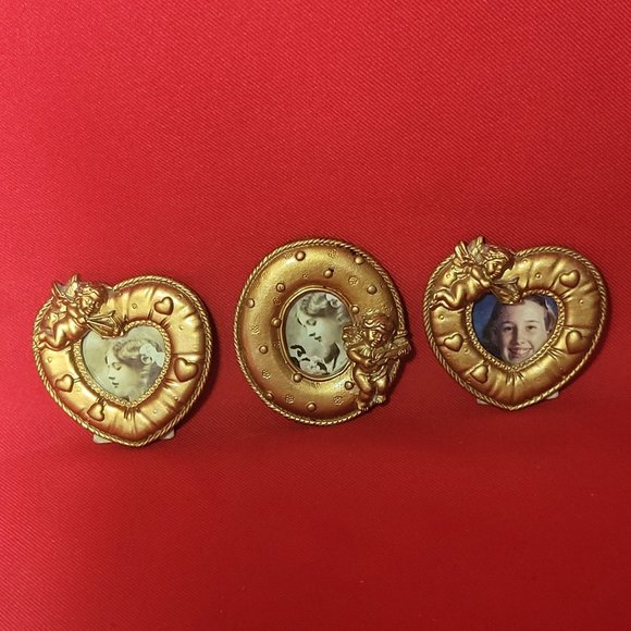 VTG Mini Golden Angel Cherub Picture Photo Frame Magnet Polyresin - Picture 9 of 11